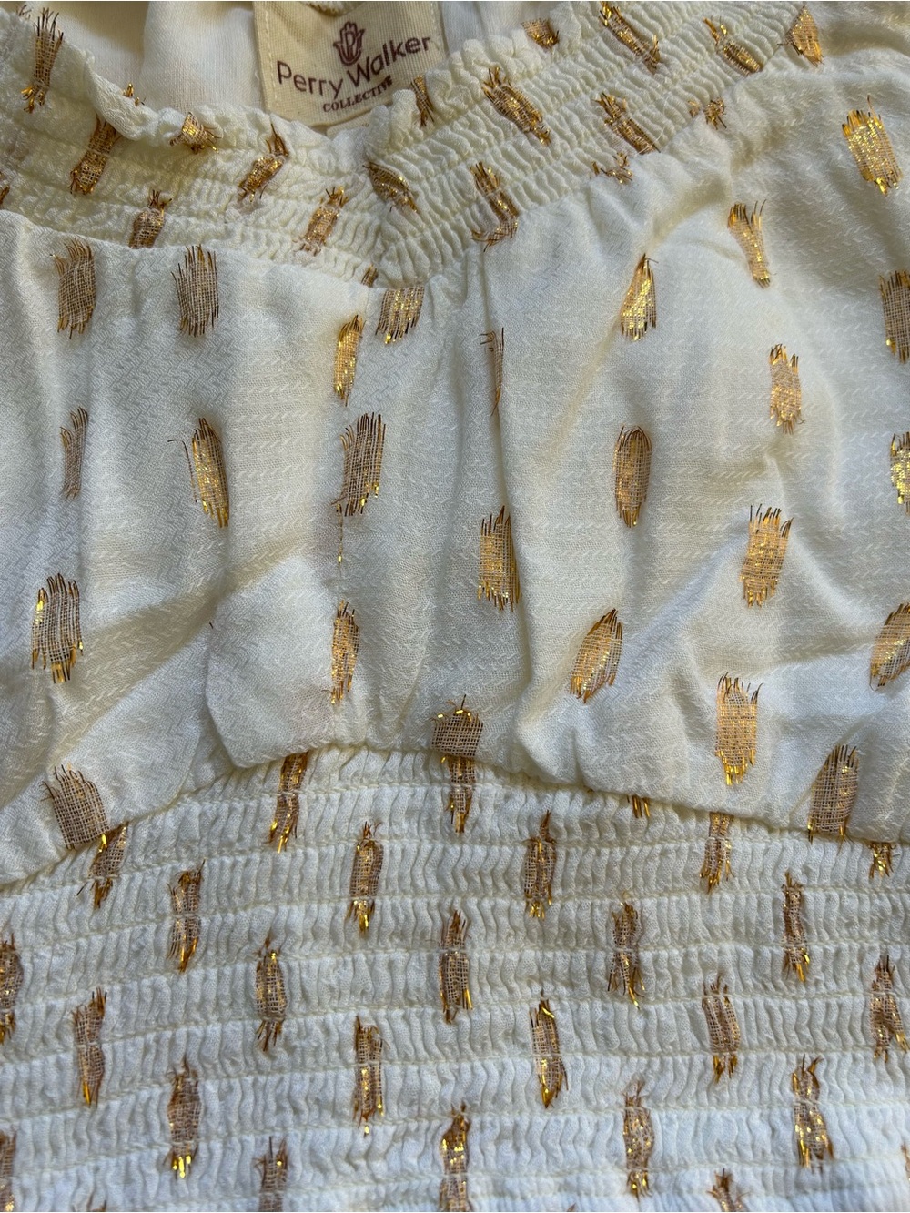 Poppy & Peonies White Crop Top with Gold Dot Trim - Picture 4 of 7